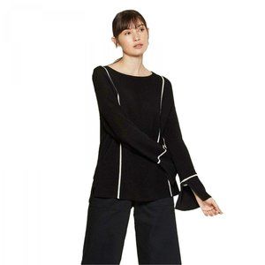 NWT Prologue Pinstriped Pullover Sweater XS Black